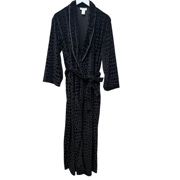 NATORI Black Velvet Robe Size Small Womens Vintage Luxury Loungewear - Picture 12 of 13